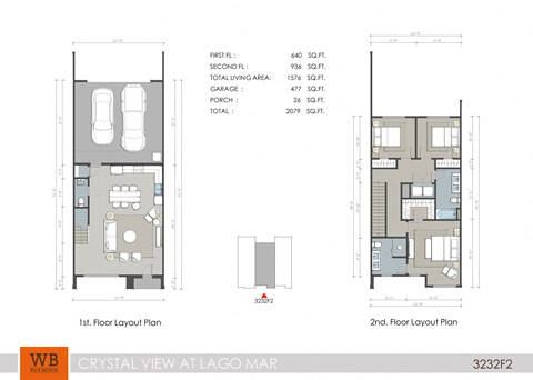 Floor plan for 3 beds, 2.5 baths, 1598 sqft